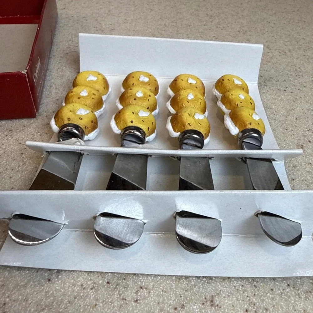 Vintage Spreadables Bagels Gourmet Butter Spreaders Set 4pc Stainless Steel Used